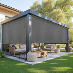 AOSKY Outdoor Blackout Roller Shade Grey patio pergola scene 