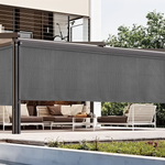 AOSKY Outdoor Blackout Roller Shade Grey side patio scene 