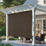 AOSKY Outdoor Blackout Roller Shade Mocha pergola front scene 