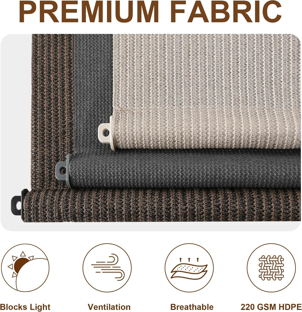 AOSKY Outdoor Blackout Roller Shade Mocha premium waterproof blackout fabric features 