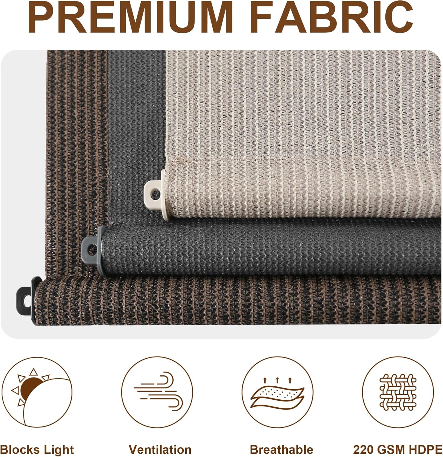 AOSKY Outdoor Blackout Roller Shade Mocha premium waterproof blackout fabric features 