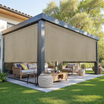 AOSKY Outdoor Blackout Roller Shade Sesame patio pergola scene 