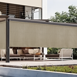 AOSKY Outdoor Blackout Roller Shade Sesame side patio scene 