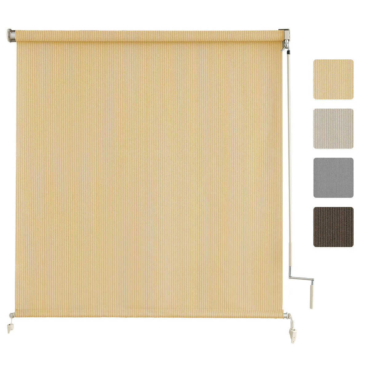 AOSKY Outdoor Blackout Roller Shade Wheat side patio scene 