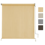 AOSKY Outdoor Blackout Roller Shade Wheat side patio scene 
