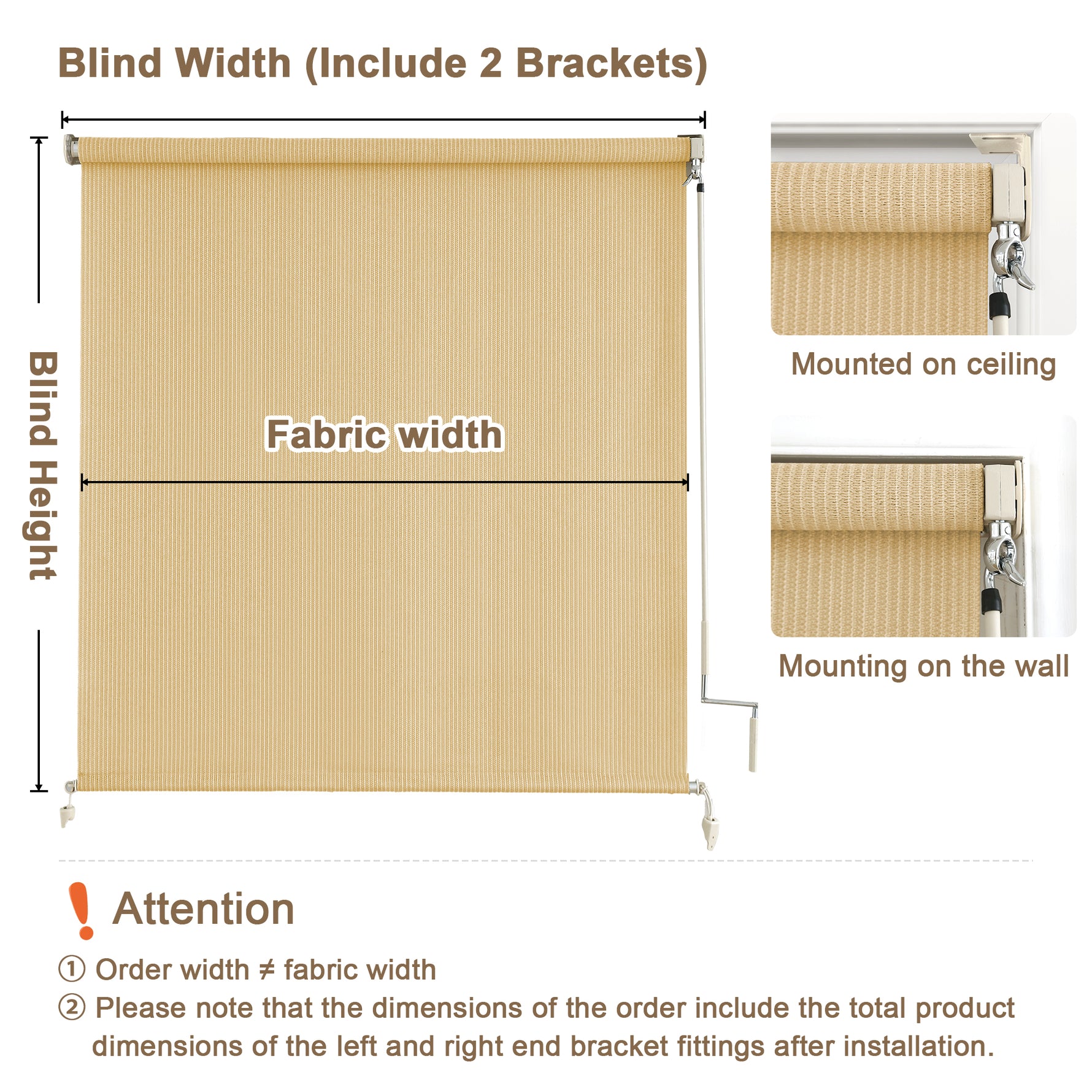 AOSKY Outdoor Blackout Roller Shade Wheat pergola front scene 