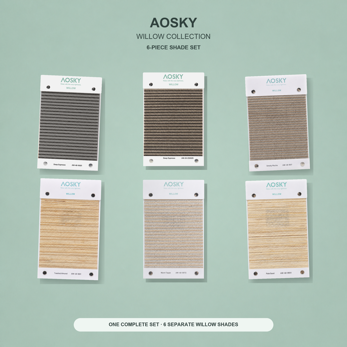 AW-48 Willow Coastal Woven Wood Shade Sample Pack