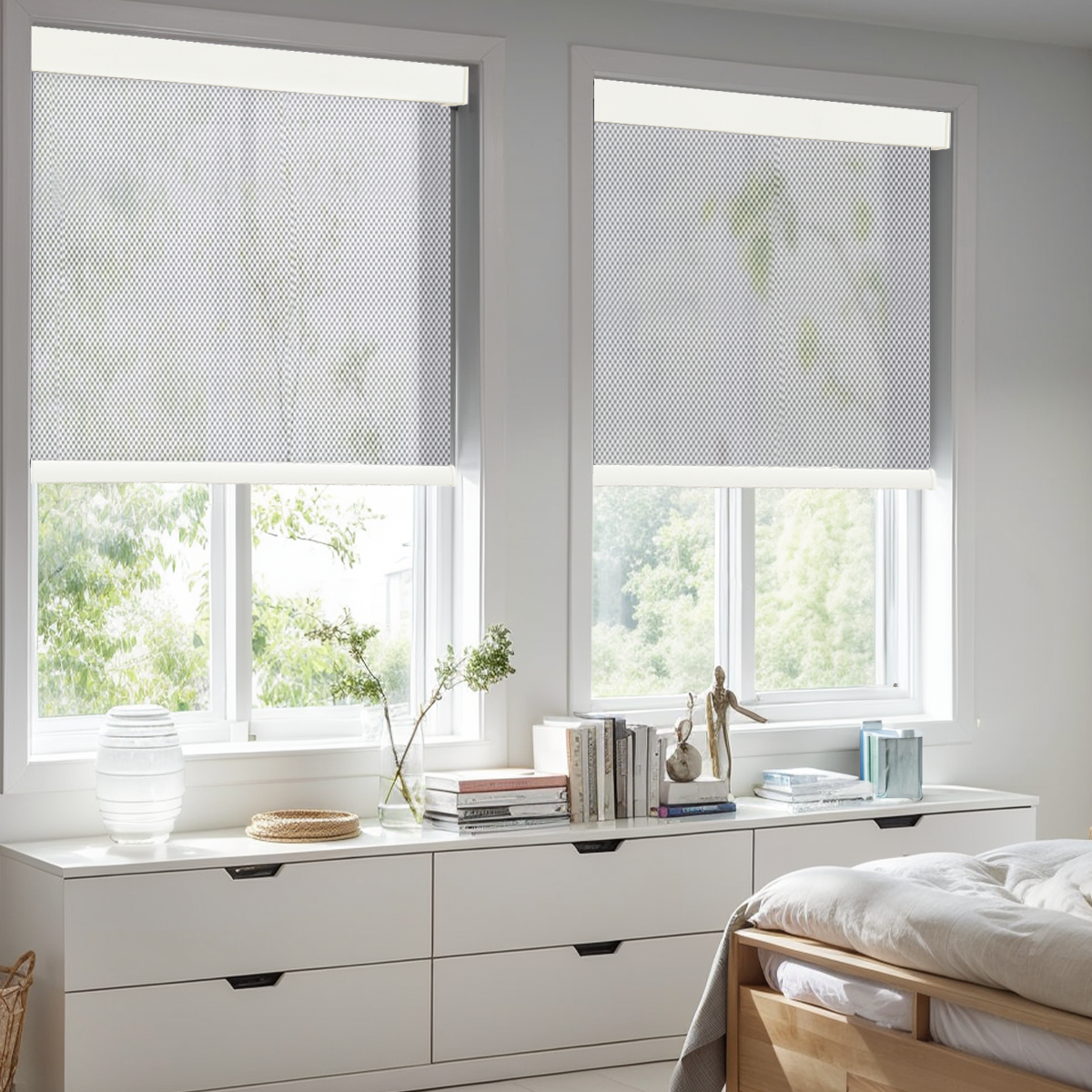 AOSKY Hemp Screen View Light Filtering Roller Shades | Fine Weave Collection