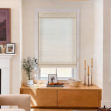 AW-23 Raffia Woven Wood Shade Straw White AW-23-B1601