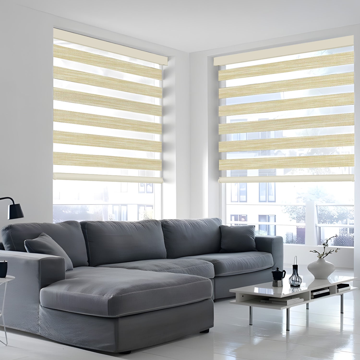 AOSKY Venus Zebra Blinds - Multi-Tone Layered Window Shades with Natural Appeal | Free Shipping