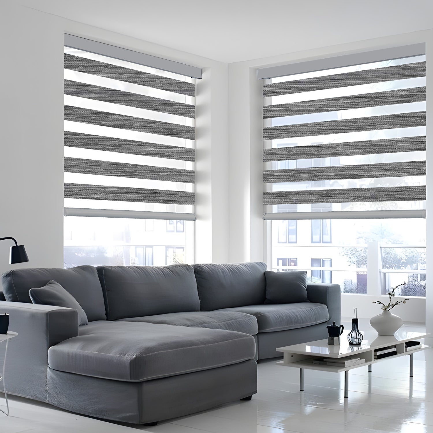 AOSKY Orchid Zebra Blinds - Contemporary Striped Window Shades for Modern Homes | 3-Year Warranty